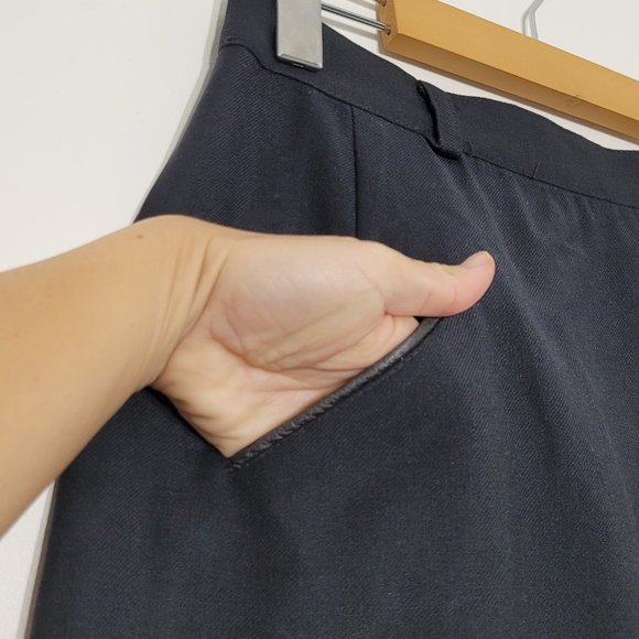 Vintage Frederick Alexander Black Virgin Wool Preppy Skirt A-Line Pockets Lined - Picture 2 of 13